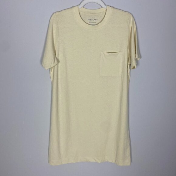 Everlane The Weekend Tee Dress Yellow Mini Pocket Womens Size Medium - Picture 2 of 6